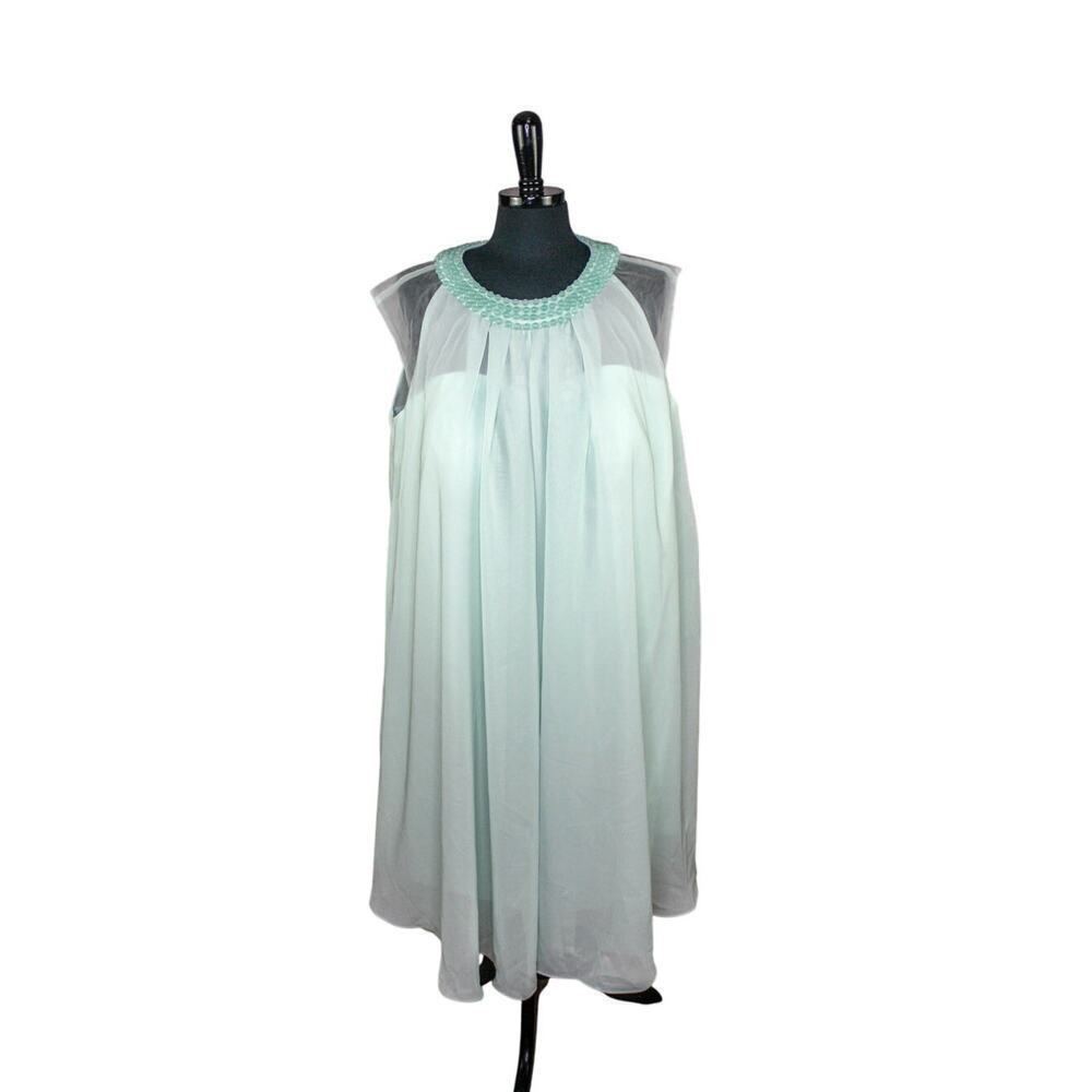 TS Couture Chiffon Trapeze Swing Dress Layered 60s Inspired Beaded NWT